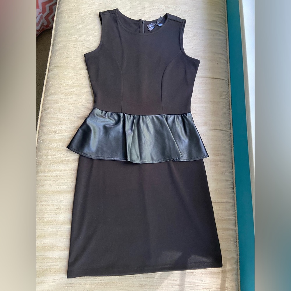 Ali & Kris Faux Leather Black Peplum Dress Junior’s size Small